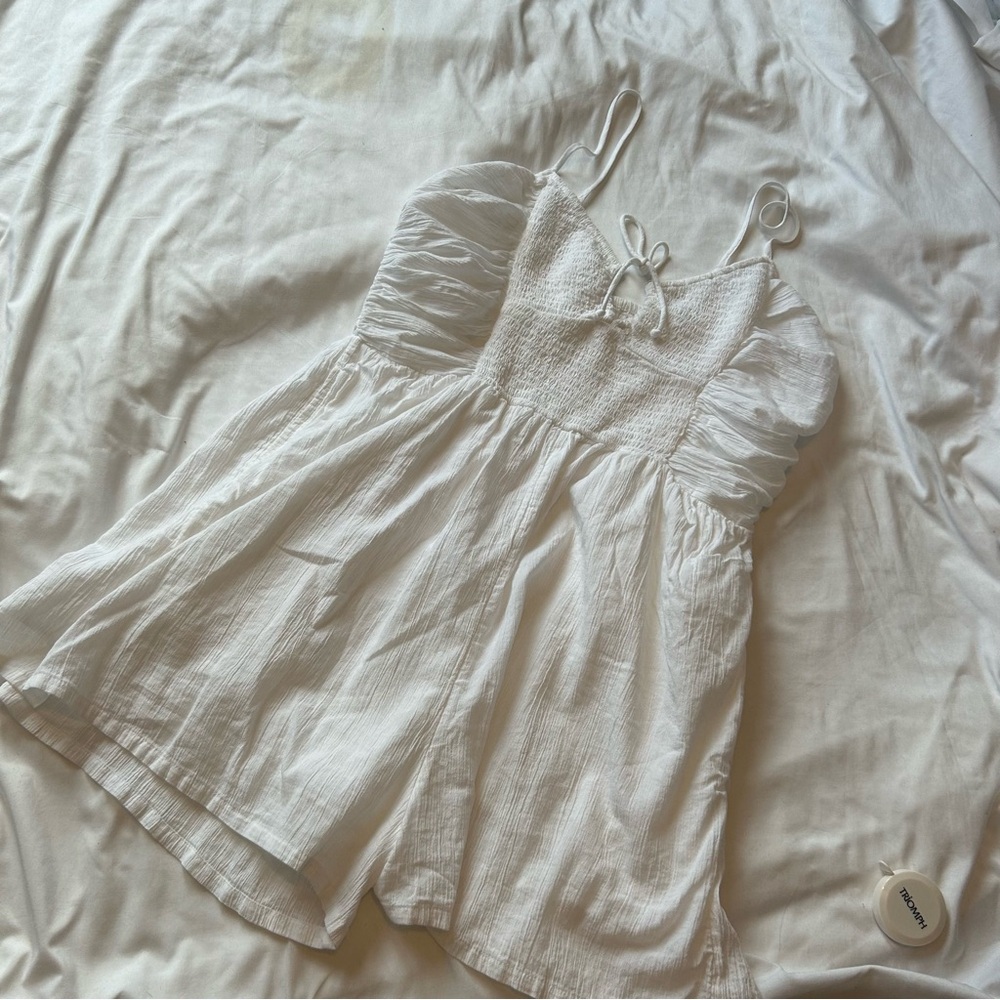 Aerie Cotton Gauze Romper Ruched Side Size Large Lined